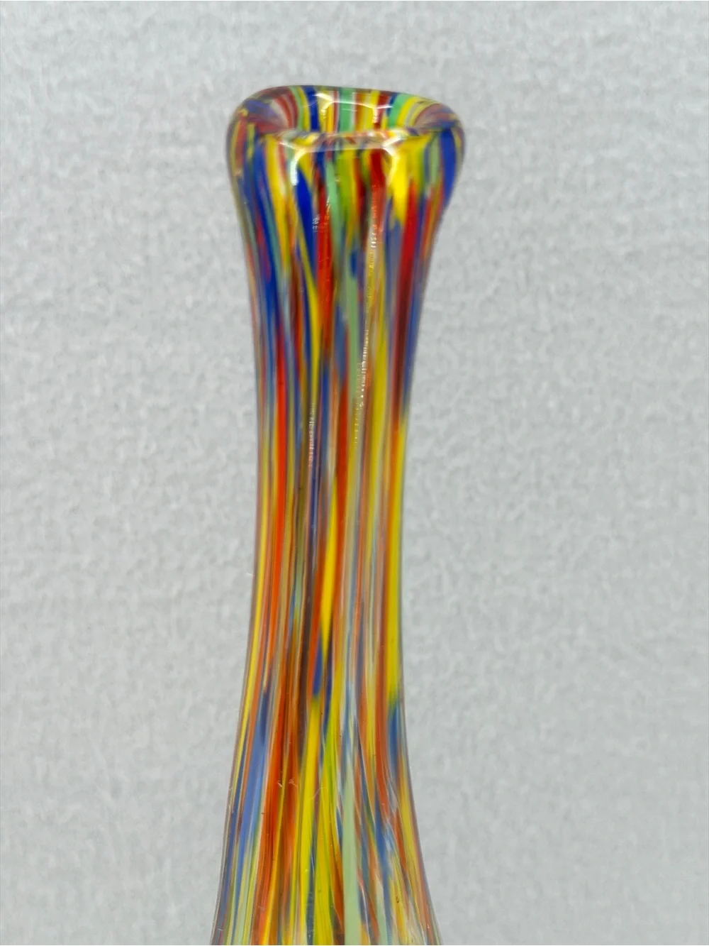 Pier 1 MultiColored Rainbow Confetti Stretch Art Glass Vase Handblown Unique 14